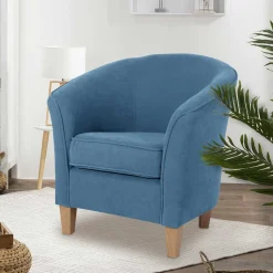 Sessel in Petrol Blau und Buche Natur - Kusmana