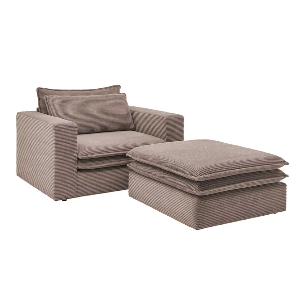 Sessel mit Hocker im Set - Anyna (zweiteilig)