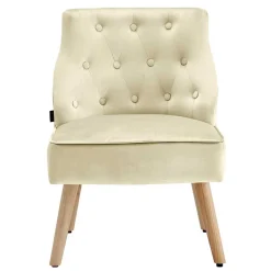 Sessel mit Knopfheftung in Creme Samt - Artling (2er Set)