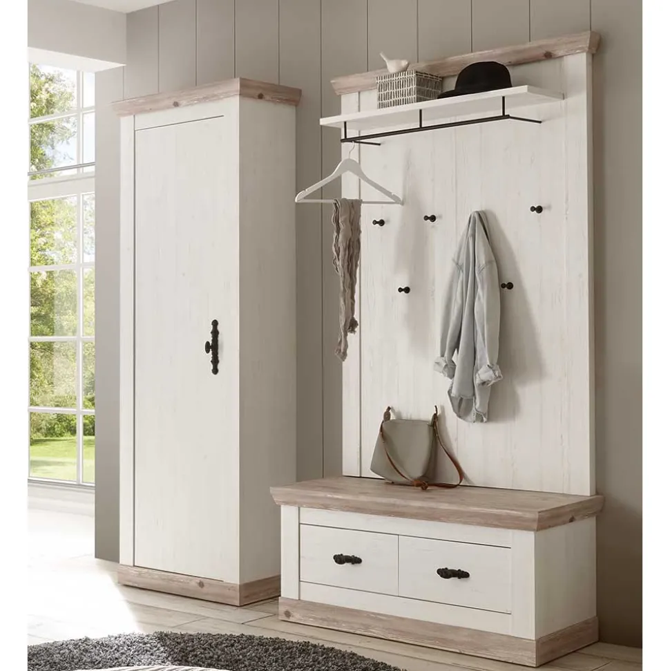 Set Dielen Ausstattung mit Schrank - Nedita (dreiteilig)