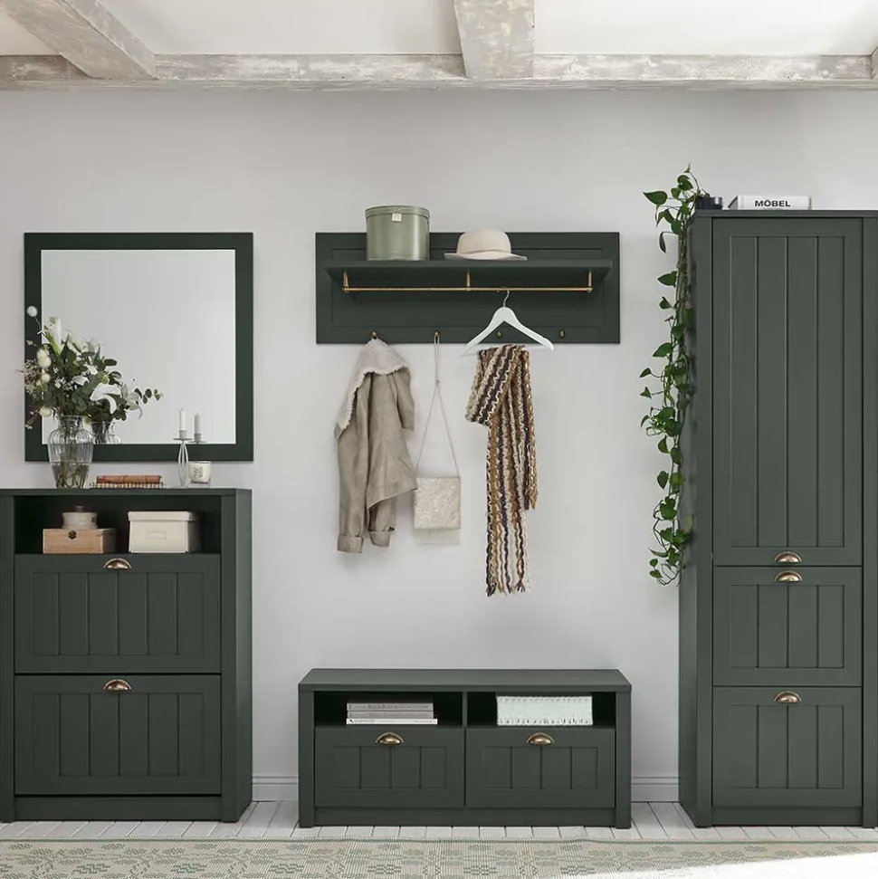 Set Flur Einrichtung in Dunkelgrün - Niestov (fünfteilig)