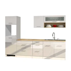Set Küchen Möbel in Weiß Glanz - Cuneo I (achtteilig)