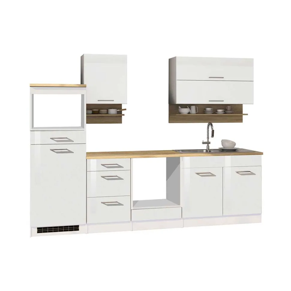 Set Küchenblock Möbel in Weiß - Cuneo (neunteilig)