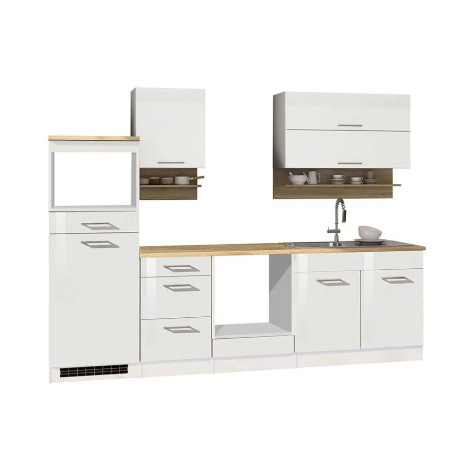 Set Küchenblock Möbel in Weiß - Cuneo (neunteilig)