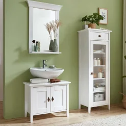Set Landhaus Badmöbel aus Holz - Satumare (dreiteilig)
