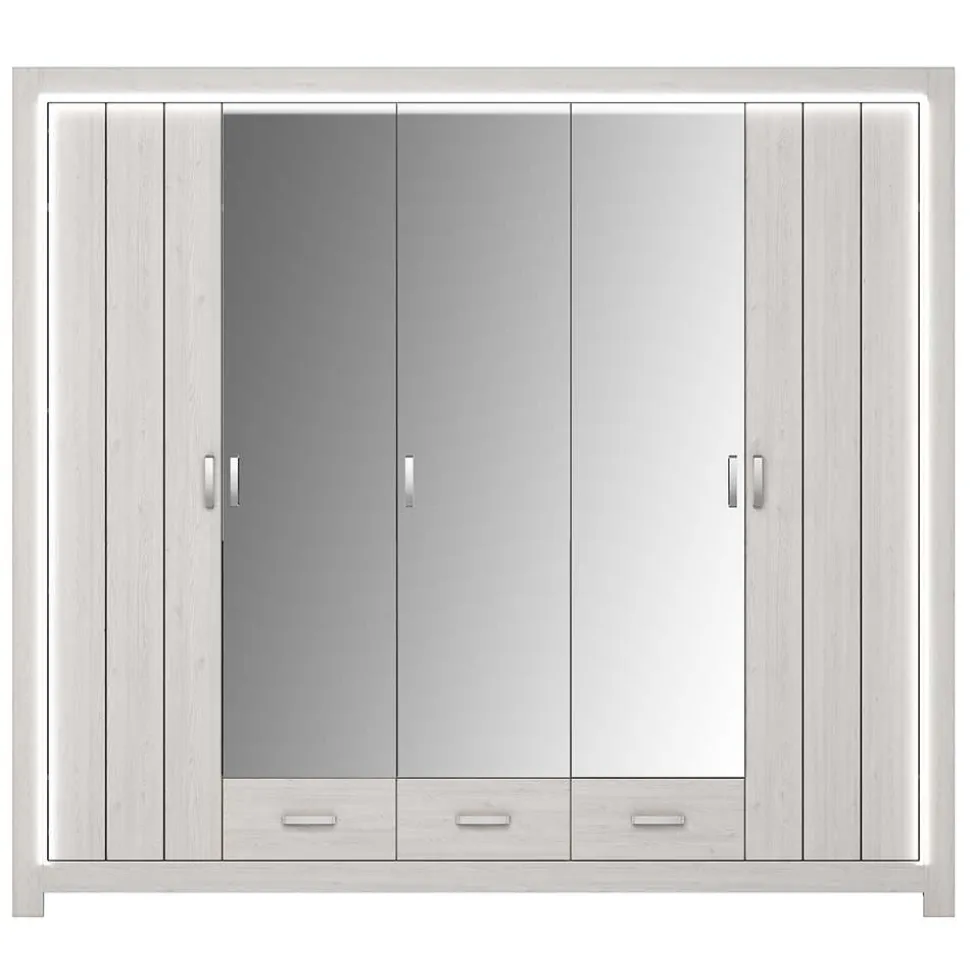 Set Schlafzimmer Möbel in Weiß Holz Optik - Ektado (vierteilig)