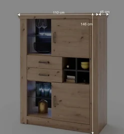 Set Wohnmöbel in Dekor Eiche - Wykina (vierteilig)