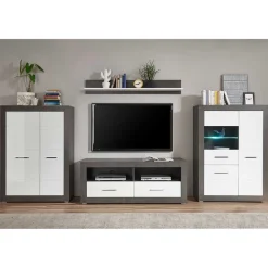 Set Wohnzimmer Anbauwand zweifarbig - Istensa (vierteilig)