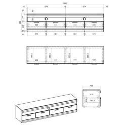 Set Wohnzimmermöbel in Hellgrau & Zinneiche - Lioscas (dreiteilig)