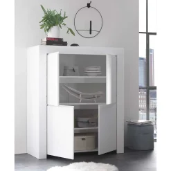 Set Wohnzimmer-Möbel in Weiß lackiert - Mikes (vierteilig)