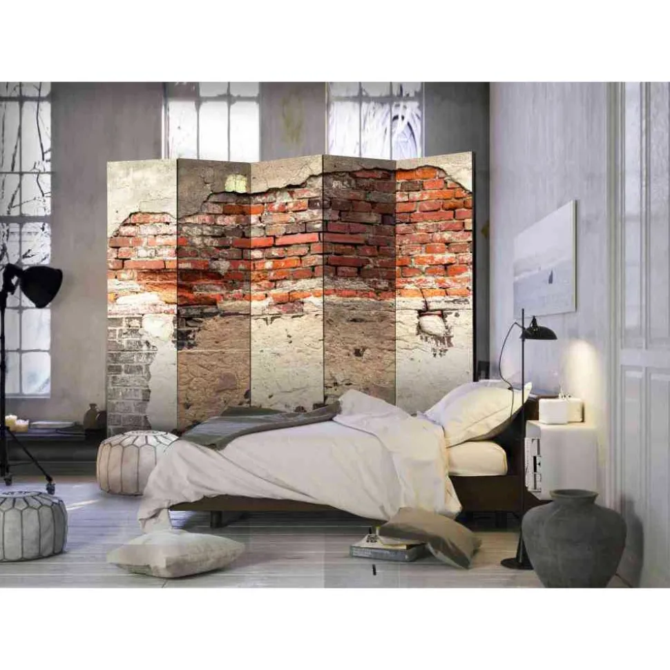 Shabby Chic Foto Paravent mit Mauer - Blunas