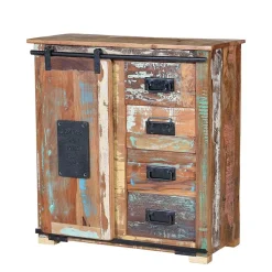 Shabby Chic Kommode aus Altholz mit Lackresten - Jevilia
