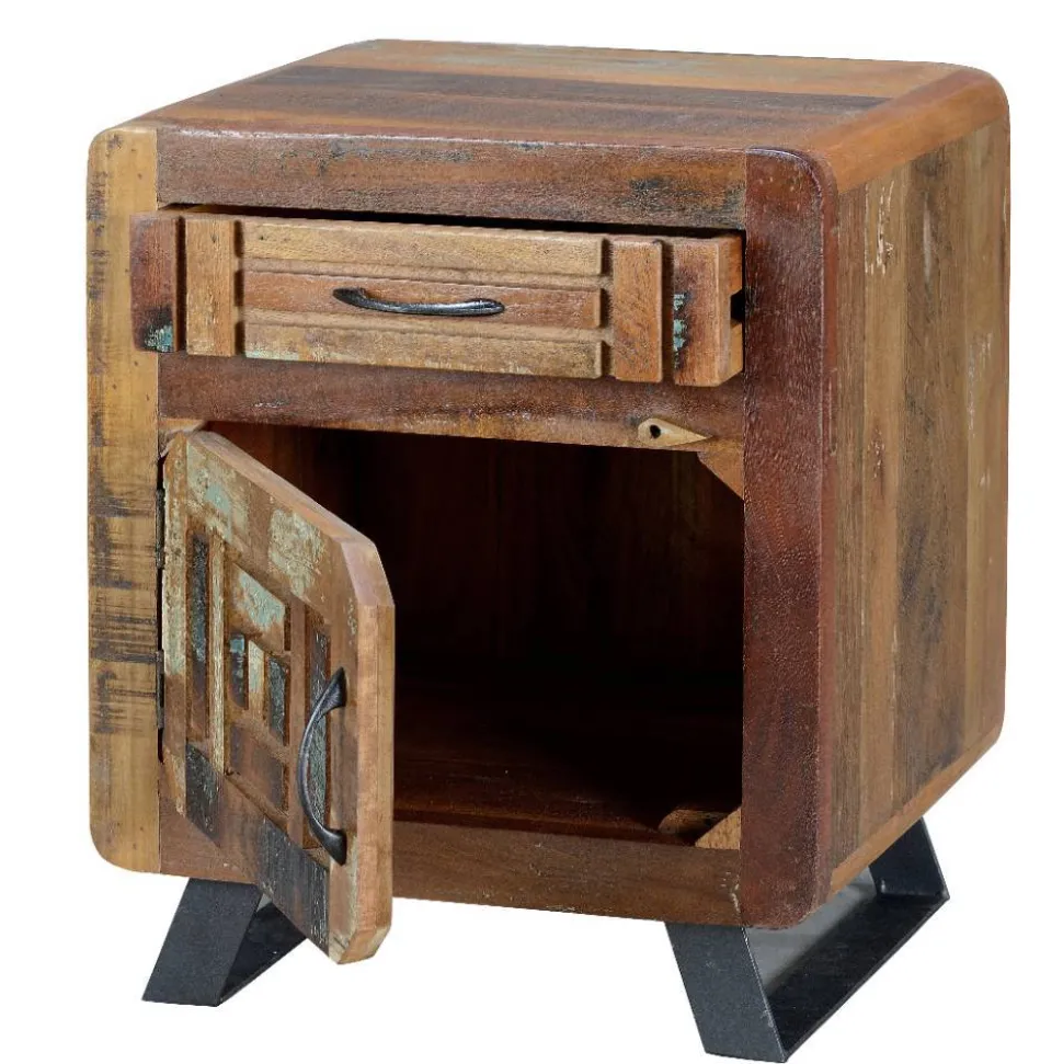 Shabby Chic Nachtkommode aus Recyclingholz - Tunar