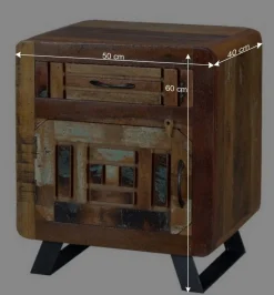 Shabby Chic Nachtkommode aus Recyclingholz - Tunar