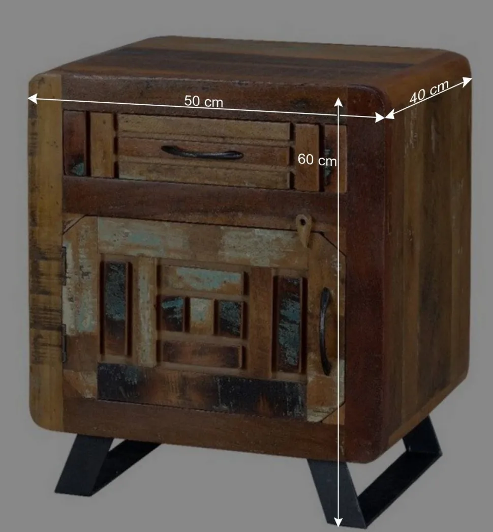 Shabby Chic Nachtkommode aus Recyclingholz - Tunar