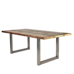 Shabby Chic Recyclingholz Tisch Formosia mit Stahl Bügelgestell