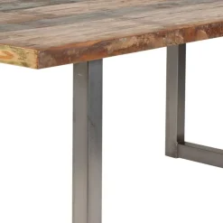 Shabby Chic Recyclingholz Tisch Formosia mit Stahl Bügelgestell