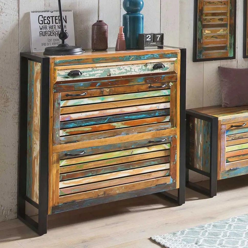 Shabby Chic Schuhschrank aus Recyclingholz - Vosbadus