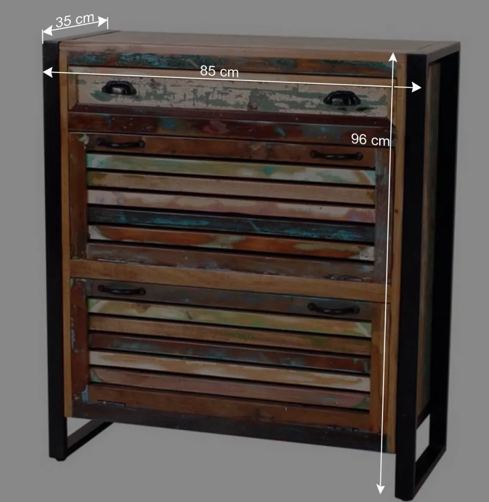 Shabby Chic Schuhschrank aus Recyclingholz - Vosbadus