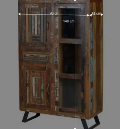 Shabby Chic Vitrinenschrank aus Recyclingholz - Tunar