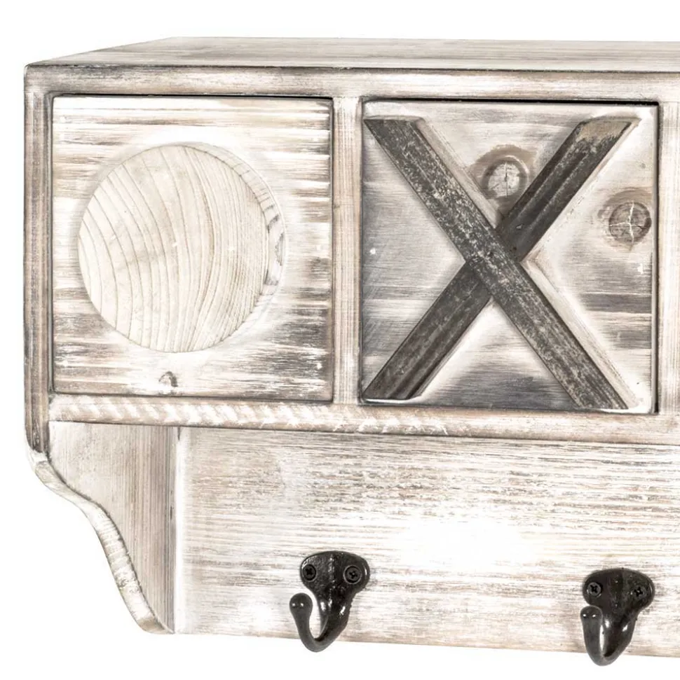 Shabby Chic Wandgarderobe mit fünf Schubladen - Amy