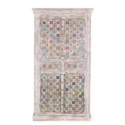 Shabby Chic Wohnzimmerschrank in Antikweiß - Mirell