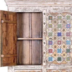 Shabby Chic Wohnzimmerschrank in Antikweiß - Mirell