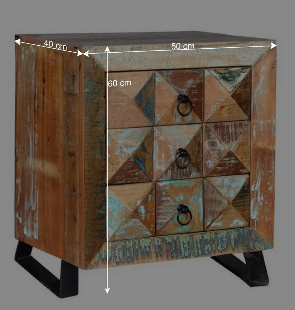 Shabby Design Nachtkommode aus Recyclingholz - Zeremonia