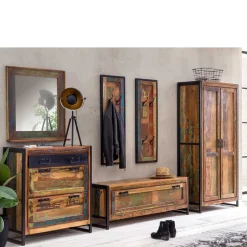 Shabby Garderobenmöbel aus Massivholz - Ensley (sechsteilig)