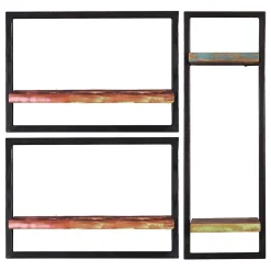 Shabby Hängeregal Set in Bunt & Schwarz - Jamaica (dreiteilig)