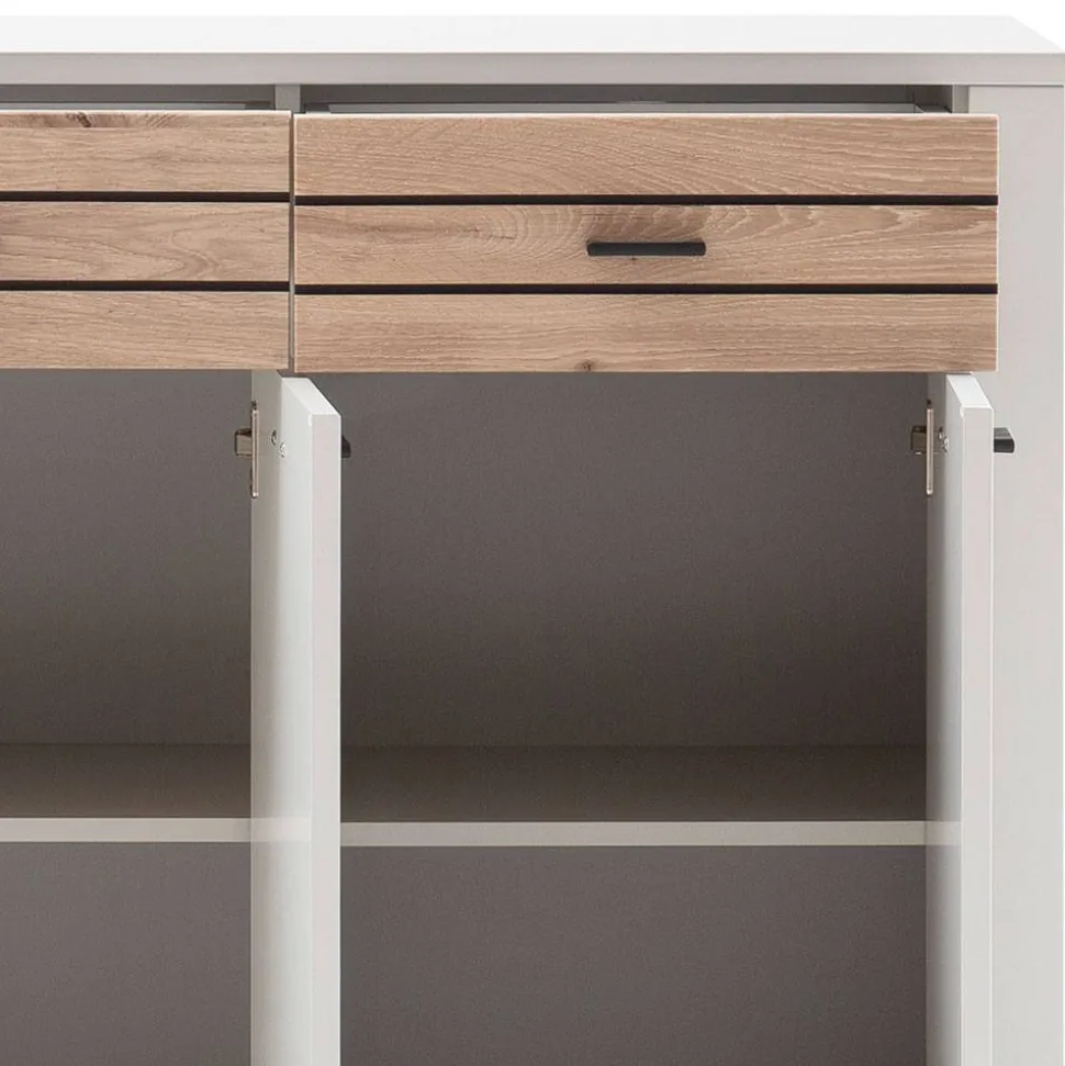 Sideboard in Lichtgrau mit Wildeiche - Ballina