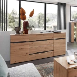 Sideboard in Wildeiche & Dunkelgrau - Kuetra