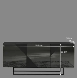 Sideboard mit rauchgrauem Spiegelglas - Razepta