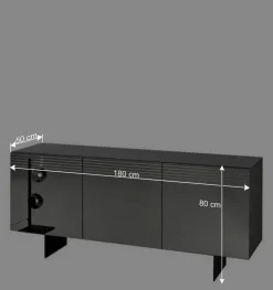 Sideboard mit Spiegelglas Front in Rauchgrau - Tyron