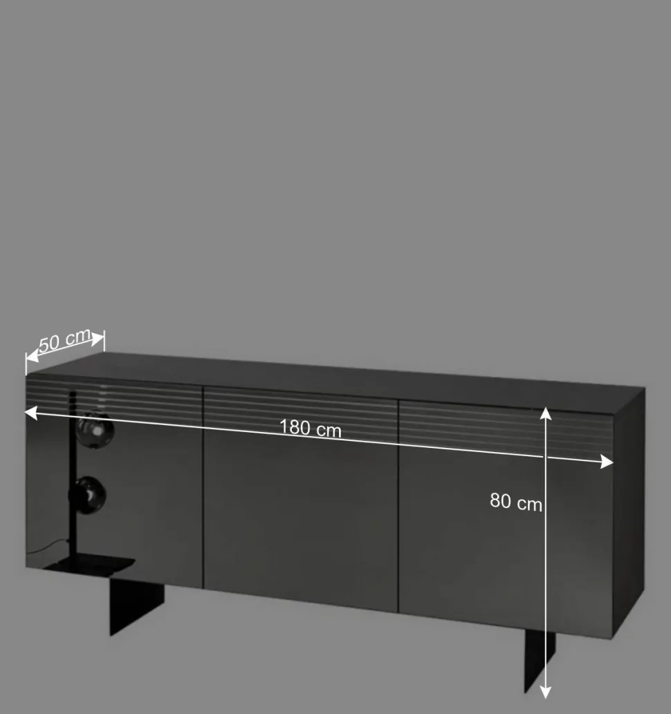 Sideboard mit Spiegelglas Front in Rauchgrau - Tyron