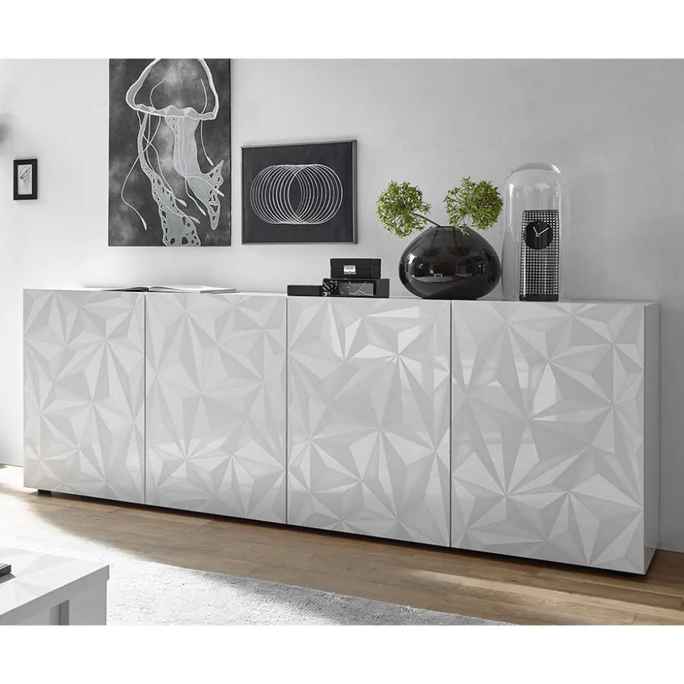 Sideboard mit Türen in Weiß hochglänzend - Vovasoma