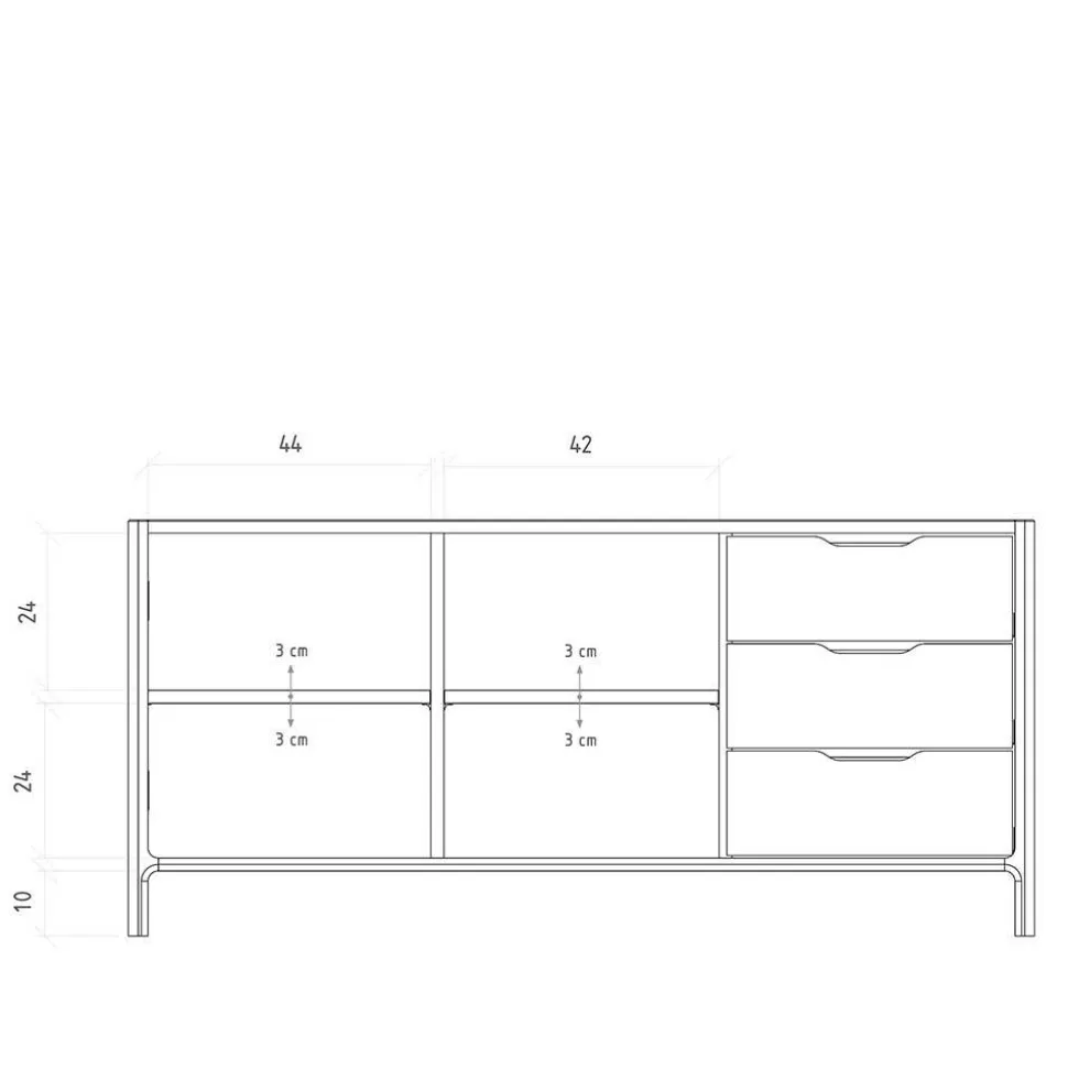 Sideboard mit zwei Türen und drei Schubladen - Lana