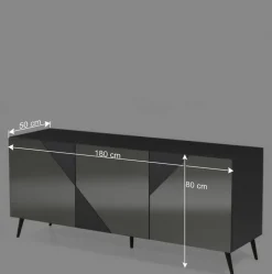 Sideboard teilweise mit Spiegelglas beschichtet - Razepta I