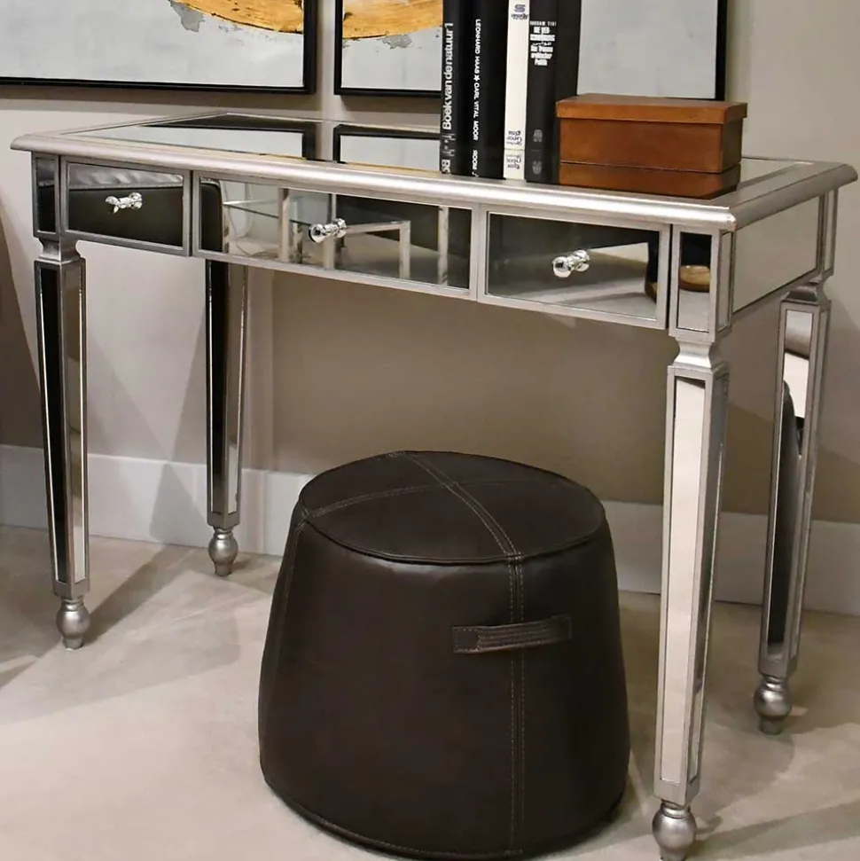 Silberner Schreibtisch mit Verspiegelung - Adda