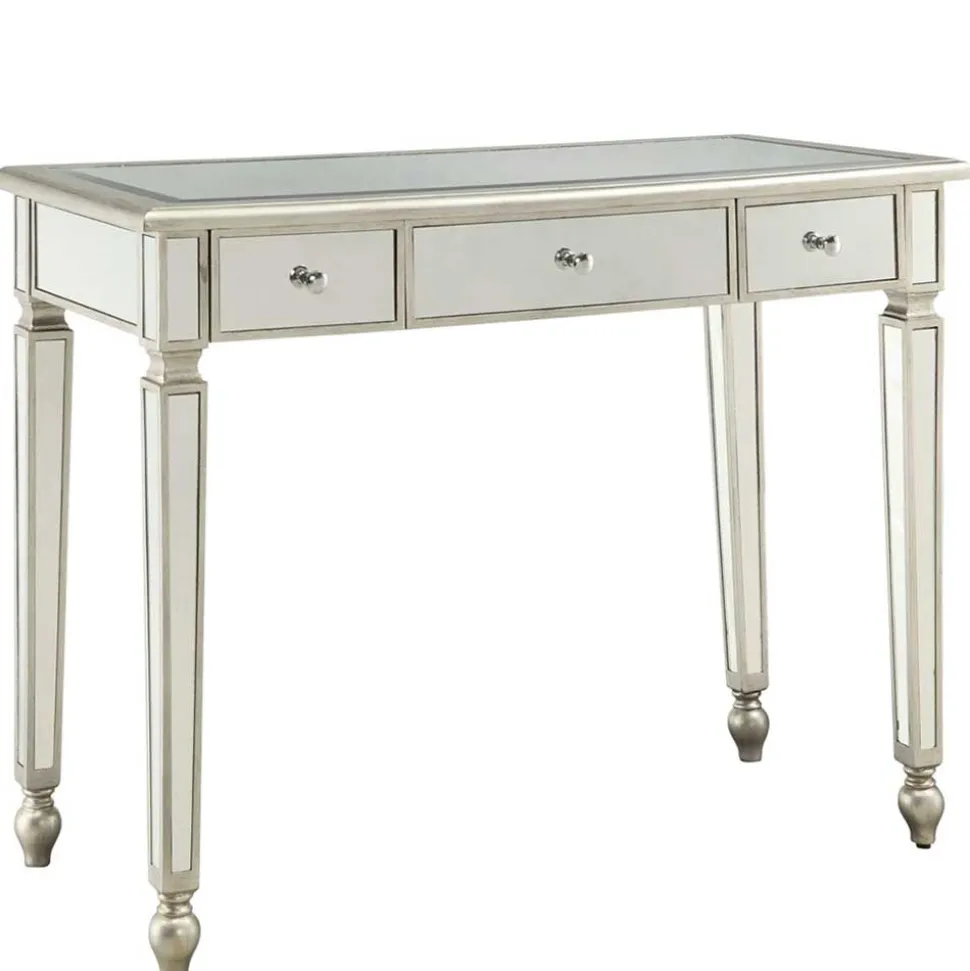 Silberner Schreibtisch mit Verspiegelung - Adda