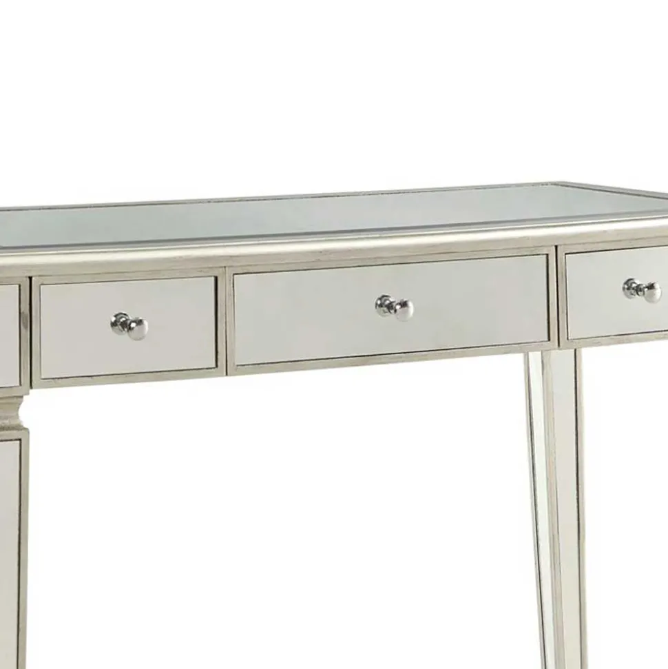 Silberner Schreibtisch mit Verspiegelung - Adda