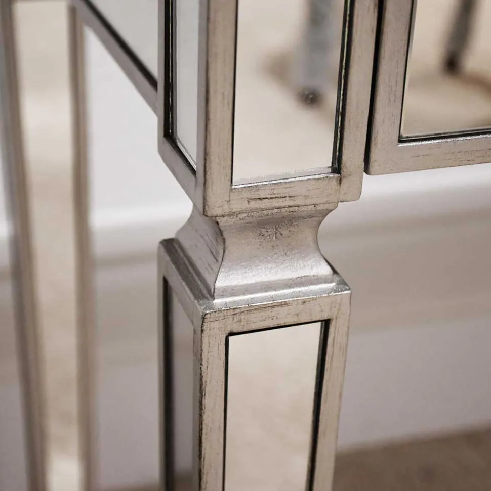 Silberner Schreibtisch mit Verspiegelung - Adda