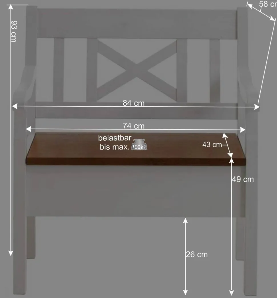Sitzbank Barlad in Weiß Bernsteinfarben