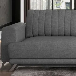 2-Sitzer Bettcouch in Grau Stoffbezug - Vlatu