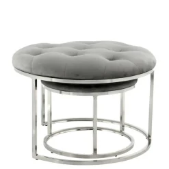 Sitzhocker Duo in Grau mit Silber - Vainy (zweiteilig)