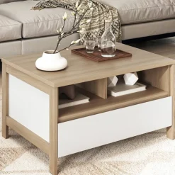 Skandi Couchtisch in Weiß und Eiche Dekor - Ovidio