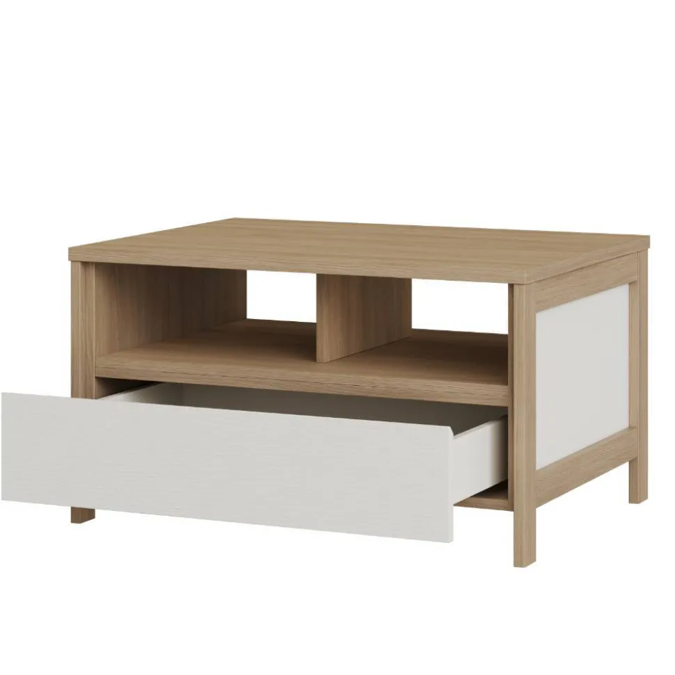 Skandi Couchtisch in Weiß und Eiche Dekor - Ovidio