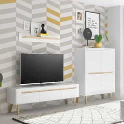 Skandi Design Wohnwand Möbel Set - Ginko (dreiteilig)