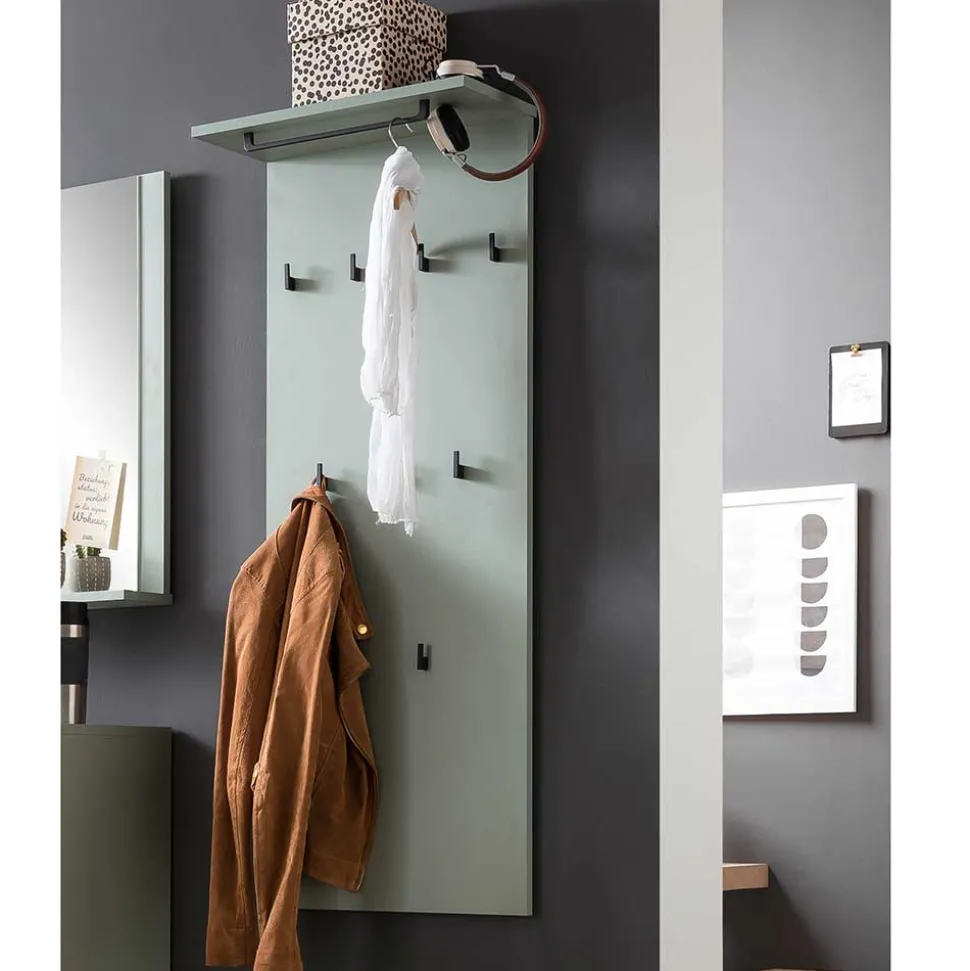 Skandi Garderobenpaneel in Graugrün - Velmarun