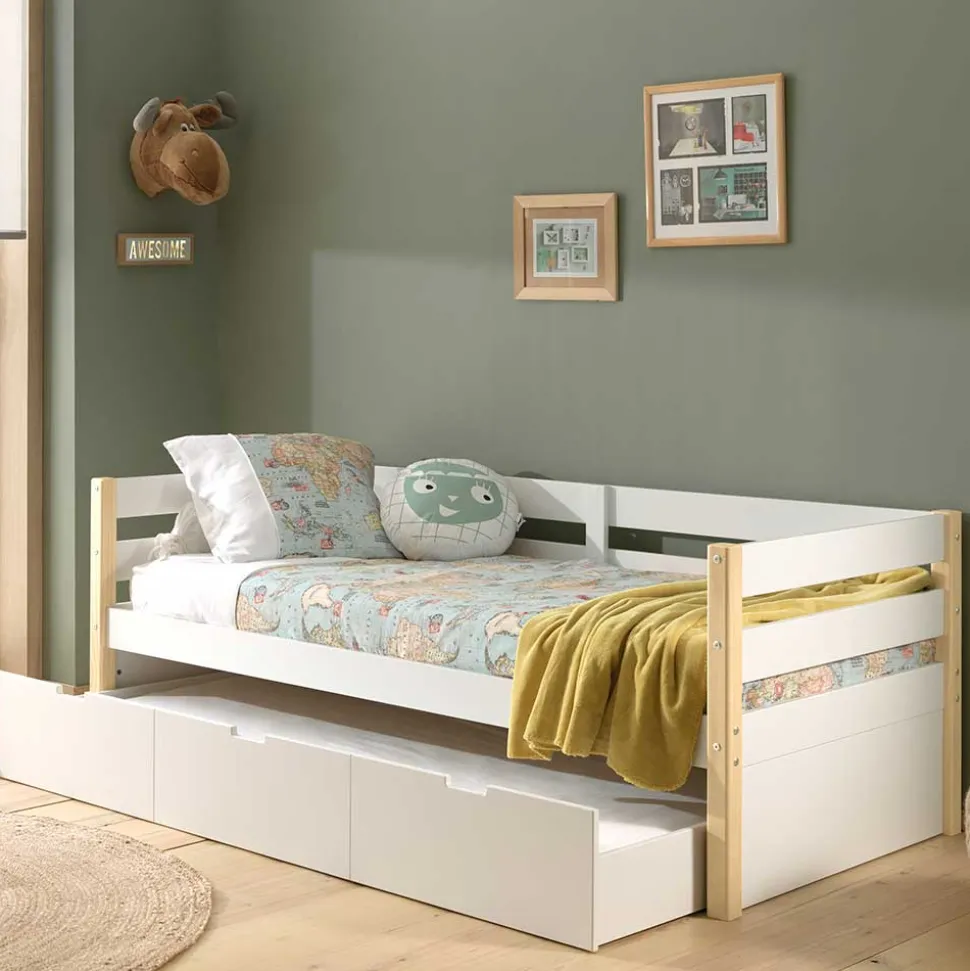 Skandi Kojenbett in Weiß & Kiefer - Ayfina